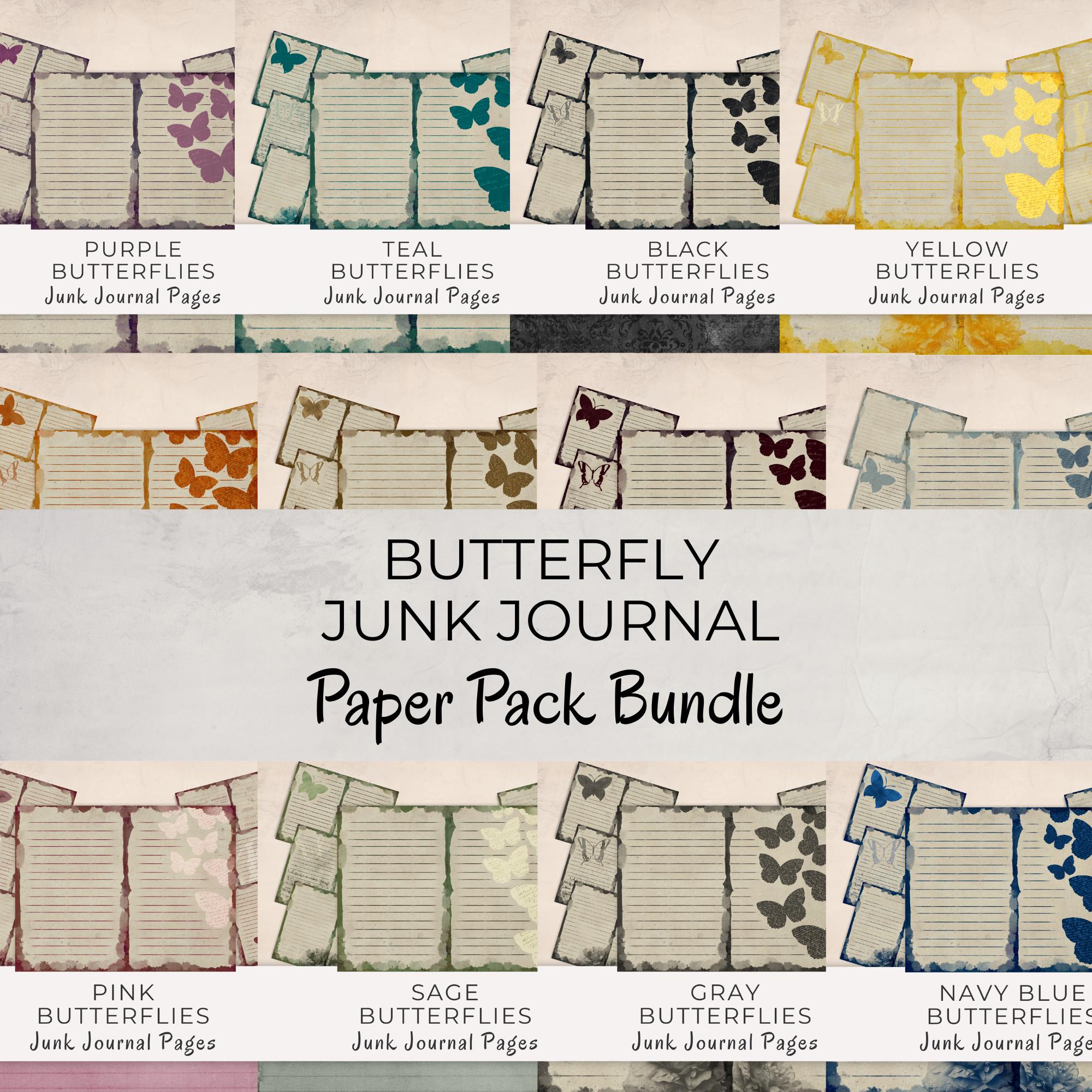 Butterfly Junk Journal Pages Bundle - Shabby Chic Papers for Scrapbook ...