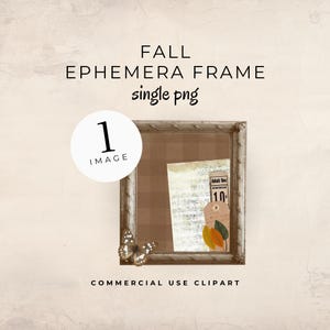 May include: A digital graphic featuring a rectangular frame with a brown checkered interior. Inside the frame are vintage music sheets, an 'Admit One' ticket, a tag, and three autumn leaves. A butterfly is attached to the lower left corner.