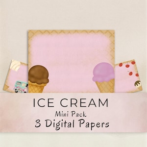 Mini pacchetto di carta per diario digitale di gelato - Pagine estive stampabili per ragazze - Pen Pal fai da te Happy Mail