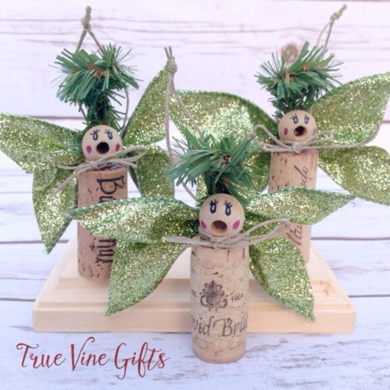 Set of Three Wine Cork Angel Christmas Ornaments Etsy