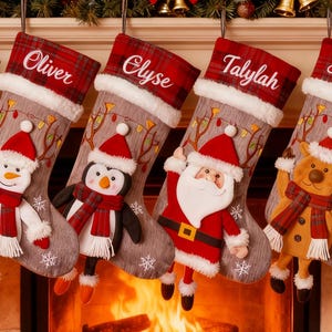 Embroidered 3D Christmas Stocking, Custom Family Name, Cable Knit