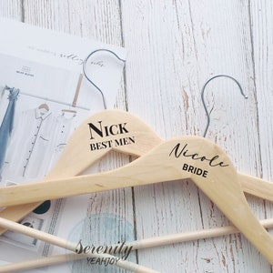 Personalized Bridesmaid Hangers - Wedding Hanger - Wooden Engraved Hanger - Bridal Dress Hanger - Wedding Name Hangers