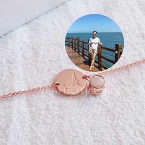 Pulsera con letras, pulsera con foto de proyección personalizada, regalo de joyería para mujer, regalo para ella, regalo para esposa, regalo de cumpleaños para novia, regalo de aniversario
