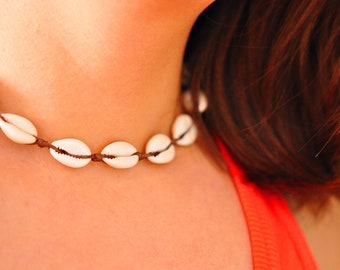 Cowrie Shell Necklace, Cowrie Shell Choker, Cowrie Necklace, Cowrie Choker, Cowrie Shell Jewelry, Shell Jewelry, Festival