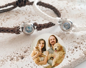 Bracelet à breloques personnalisé pour couple avec projection de photos, cadeau d'anniversaire, projecteur de photo d'anniversaire de mariage, cadeau pour elle ou pour les siens