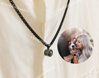 Custom Photo necklace for men, Projection necklace for men, Men memorial gift, Gift for him, Gift for boyfriend, Anniversary Gift for him