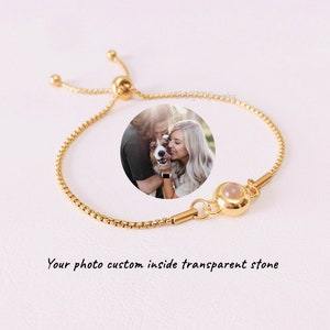 Custom Photo Projection Bracelet Minimalist Pet Memorial Jewelry Trendy Best Friend Gift Wedding bridesmaid gifts Gold