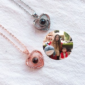 Custom Personalized LOVE Projection Necklace Projection Photo Necklace for Women Mother' s Day Jewelry Gift Special Gift Christmas