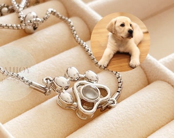 Photo projection bracelet , Dog memorial gift , Paw projection bracelet , Pet memorial gift , Pet memorial jewelry , Dog photo bracelet