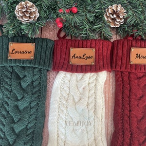 2023Family Christmas Stocking,Leather Patch Christmas Stockings,Knitted Christmas Stockings,Christmas Stockings With Name,Holiday Stockings zdjęcie 2