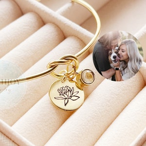 Custom Photo Projection Bangle Bracelet: Personalized Jewelry Gift