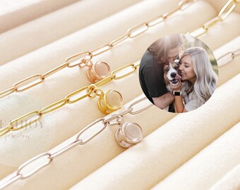Custom Photo Projection Charm Bracelet, Personalized Gift