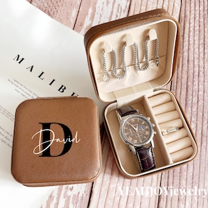 Gepersonaliseerde bruidsjonkers horlogedoos Aangepaste sieraden opbergdoos Gepersonaliseerde horlogekast aangepaste kerstcadeaus voor mannen gepersonaliseerde bruidegom