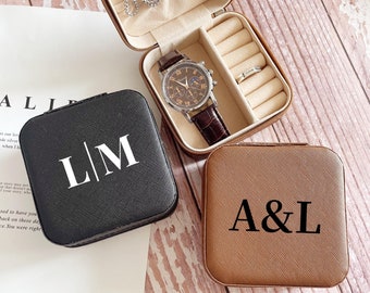 Personalized Leather Watch Box, Custom Jewelry Case, Groomsmen Gift