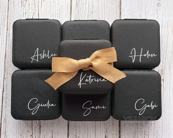 Portagioie da viaggio in pelle incisa, regalo per damigella d'onore