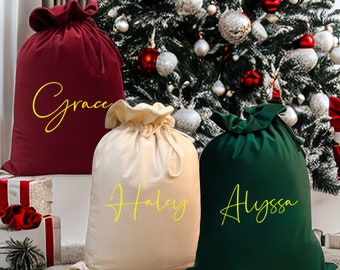 Grands sacs père Noël, sac de Noël en velours avec nom, sacs cadeaux de Noël personnalisés, sac cadeau de Noël, sac cadeau de vacances, sac cadeau de Noël