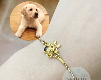 Foto-Projektions-Armband, Hund Erinnerungsgeschenk, Pfotenprojektions-Armband, Haustier-Denkmalgeschenk, Haustier-Denkmalschmuck, Hund Fotoarmband