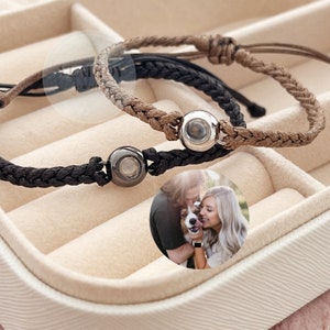 Fotoarmband, projectiearmband, gepersonaliseerde armband, koppelarmband, jubileumcadeau voor hem, gepersonaliseerde armband voor heren
