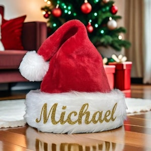 Personalized Embroidered Family Santa Hat: Custom Christmas Decor