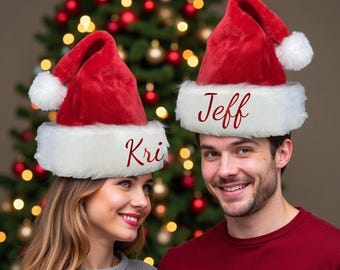 Gorro de Papá Noel familiar personalizado: decoración navideña bordada personalizada