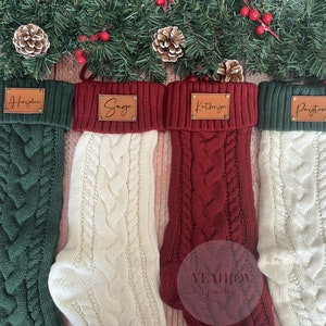 2023Family Christmas Stocking,Leather Patch Christmas Stockings,Knitted Christmas Stockings,Christmas Stockings With Name,Holiday Stockings zdjęcie 8