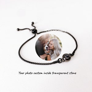 Custom Photo Projection Bracelet Minimalist Pet Memorial Jewelry Trendy Best Friend Gift Wedding bridesmaid gifts Black