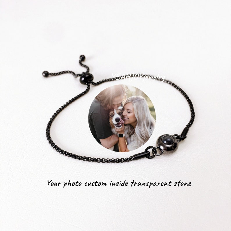 Custom Photo Projection Bracelet Minimalist Pet Memorial Jewelry Trendy Best Friend Gift Wedding bridesmaid gifts Black