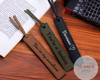 Personalized Leather Bookmark , Custom Name Bookmark for Book Lover Gift, Positive Energy Bookmarks, Positive Language Bookmarks