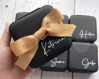 Engraved Leather Jewelry Travel Case, Bridesmaid Proposal Gift