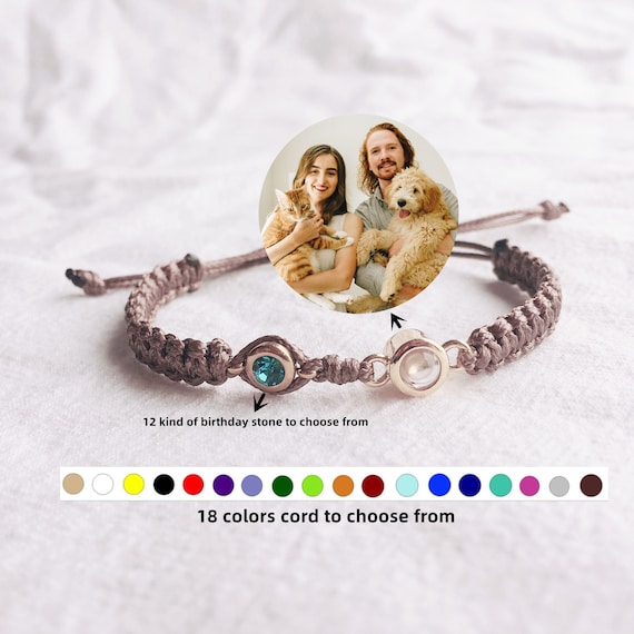 Bracelet With Picture Inside Custom Picture Bracelet Personalized Photo Projection Bracelet Memorial Bracelet Customized Gifts For Women Men (1-Black