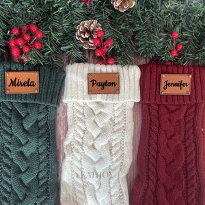 2023Family Christmas Stocking,Leather Patch Christmas Stockings,Knitted Christmas Stockings,Christmas Stockings With Name,Holiday Stockings zdjęcie 10