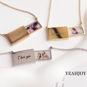 Custom Photo Locket Necklace, Folding Locket with Pictures,Miss You gift,Envelopes Locket,Personalised Gift for Girlfirend,Wife, Mother Mom