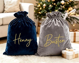 Personalized Velvet Santa Sack, Large Christmas Gift Bag