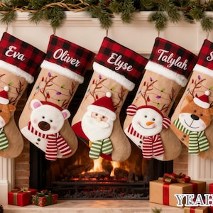 Embroidered 3D Christmas Stocking, Sequins, Personalized Name