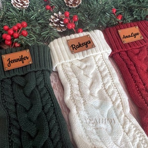 2023Family Christmas Stocking,Leather Patch Christmas Stockings,Knitted Christmas Stockings,Christmas Stockings With Name,Holiday Stockings zdjęcie 7