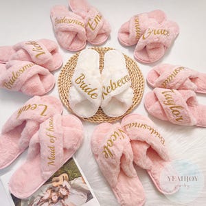 Custom Fluffy Slippers,Custom Bride Slippers,Fluffy Bridesmaid Slippers,Bride Slipper Personalized,Christmas party slippers,Fluffy Slippers