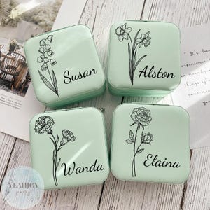 Portagioielli color crema lime 2025, portagioielli inciso, portagioielli da viaggio in pelle, regalo per la festa nuziale, portagioielli con fiori di nascita