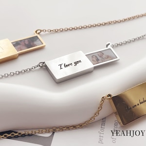 Custom Photo Locket Necklace, Folding Locket with Pictures,Miss You gift,Envelopes Locket,Personalised Gift for Girlfirend,Wife, Mother Mom