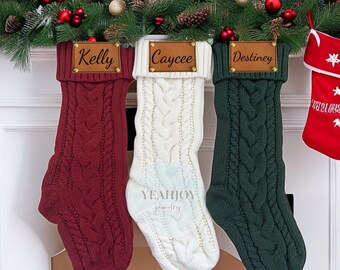 Family Christmas Stocking,Leather Patch Christmas Stockings,Knitted Christmas Stockings,Christmas Stockings With Name,Holiday Stockings