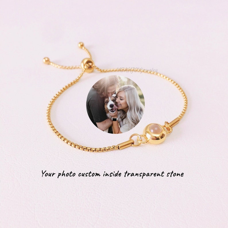 Custom Photo Projection Bracelet Minimalist Pet Memorial Jewelry Trendy Best Friend Gift Wedding bridesmaid gifts Gold