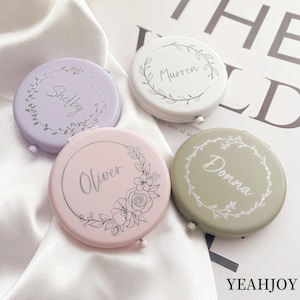 Personalized Compact Mirror, Custom Name Gift, Stainless Steel Mirror