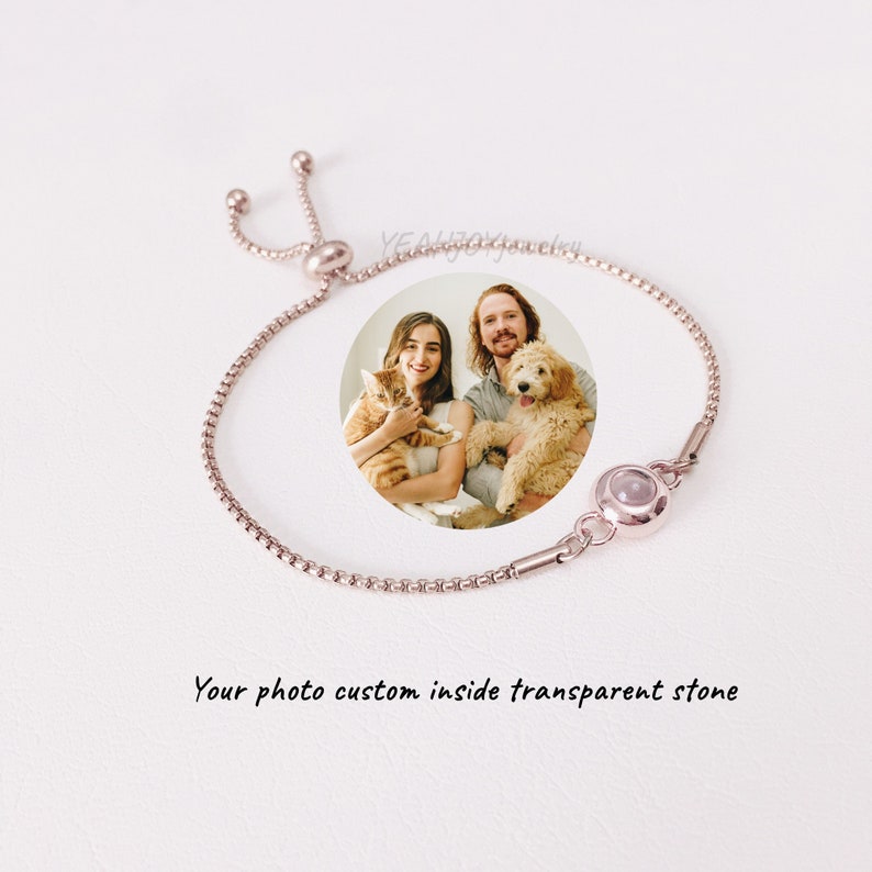 Custom Photo Projection Bracelet Minimalist Pet Memorial Jewelry Trendy Best Friend Gift Wedding bridesmaid gifts Rose