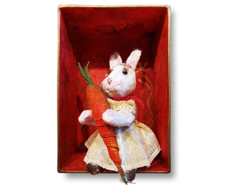 Miss Rabbit - Unique papier mache sculpture handmade in Italy inspired by classic fairy tales  - Original gift for a child's bedroom