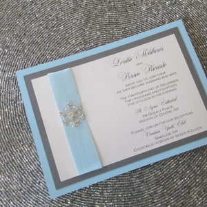 Rhinestone Snowflake Invitation, Winter Wedding, Baby Blue, Frozen
