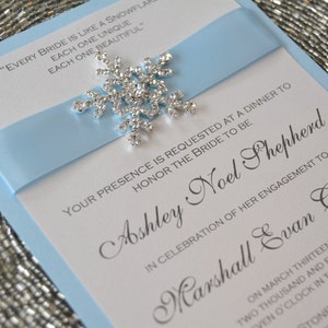 Black and White Rhinestone Snowflake Wedding Invitation image 2