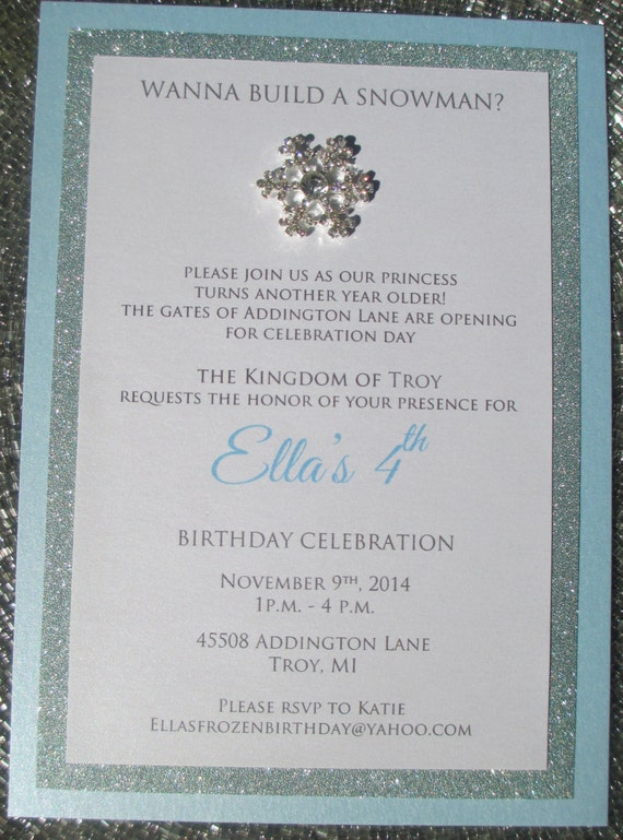 Winter Wonderland Invitation, Frozen Invite, Winter Invite, Winter Party Invite, Baby Blue, Custom Party Invite, Rhinestone Snowflake