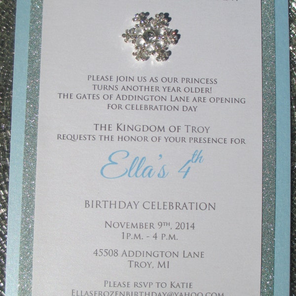 Winter Wonderland Invitation, Frozen Invite, Winter Invite, Winter Party Invite, Baby Blue, Custom Party Invite, Rhinestone Snowflake