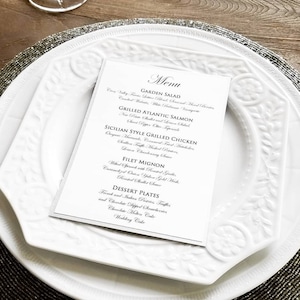Menu dîner pour mariages, anniversaires, anniversaires et Mitzvahs