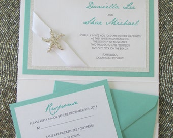 Aqua Beach Wedding Invitation | Destination Wedding Invitation