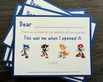 Sonic Thank You Cards: Fill-in-the-Blank Kids Stationery